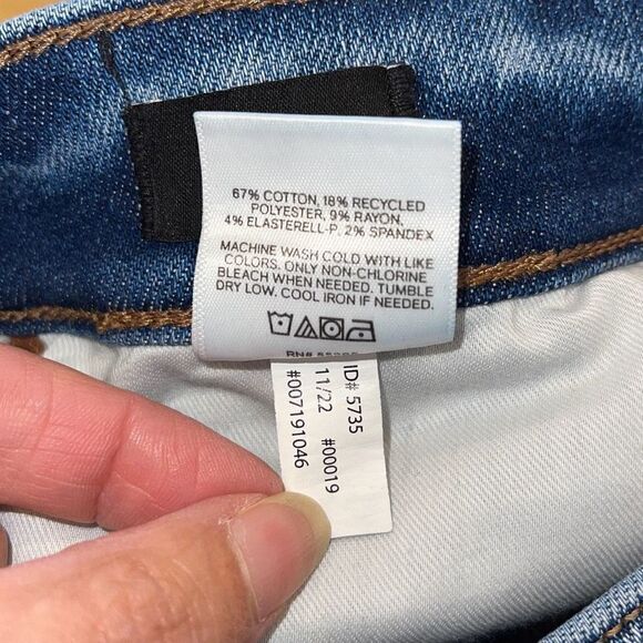 Express‎ Womens Raw Hem Cotton Blend High-Rise Skinny Jeans Blue Size 10R - Picture 8 of 11